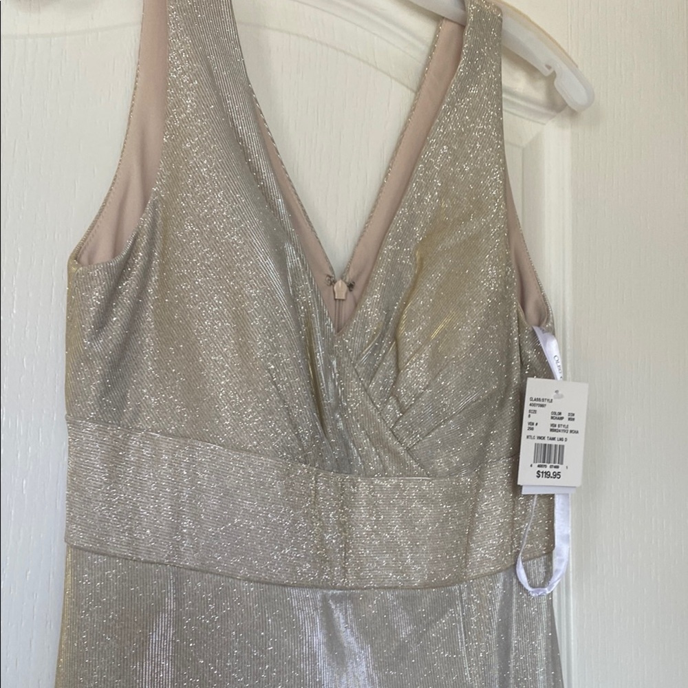 Oleg Cassini Gold Sleeveless V-Neck Dress - Picture 5 of 6